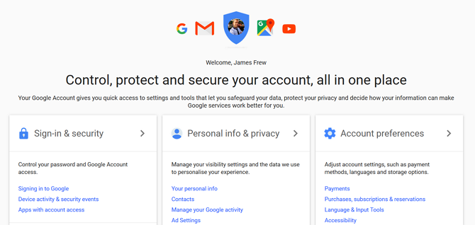 Paskyros nustatymai leidžia valdyti „Google“ paskyras