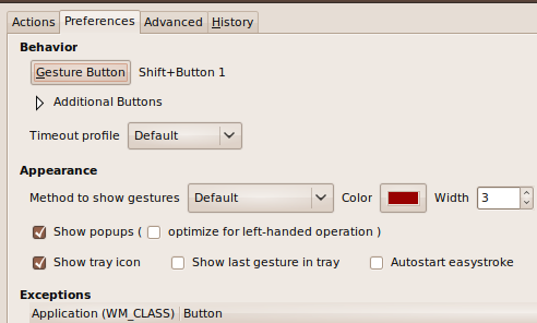pelės gestai linux
