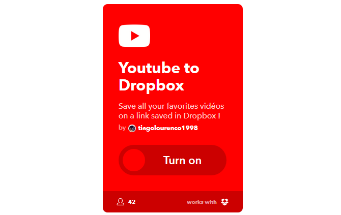 Svarbiausias IFTTT vadovas: naudokite galingiausią žiniatinklio įrankį, kaip „Pro 40IFTTT YouTubeToDropbox“