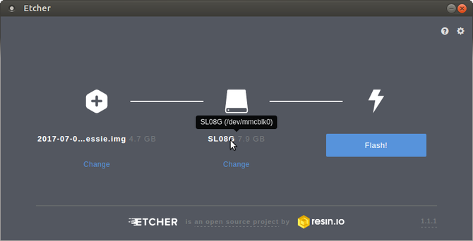 „Etcher“ USB disko kūrėjas