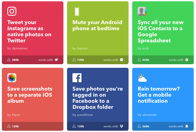 IFTTT programėlės