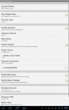 Tikrai sinchronizuokite „Android“ įrenginį su „Dropbox Via Dropsync“ [„Android 2.0 +“] „Dropsync“ nustatymais