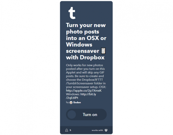 Pagrindinis „IFTTT“ vadovas: naudokite galingiausią žiniatinklio įrankį, kaip „Pro 50IFTTT“ TumblrPhotosToScreensaver