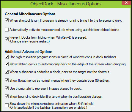 „ObjectDock“: greitai pritaikykite darbalaukį ir padidinkite jo funkcionalumą. „[Windows]“ „ObjectDock“ nustatymai - įvairios parinktys.