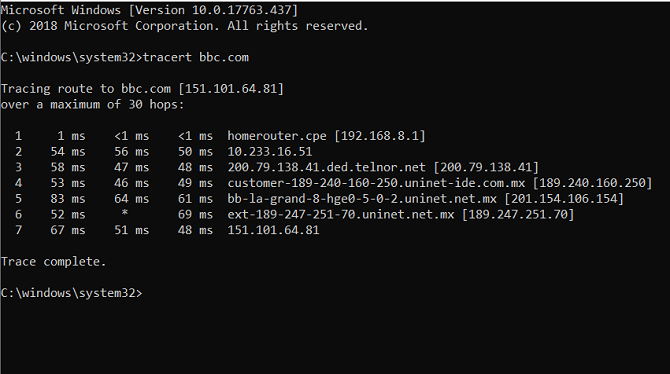 tracert bbc ip adresas