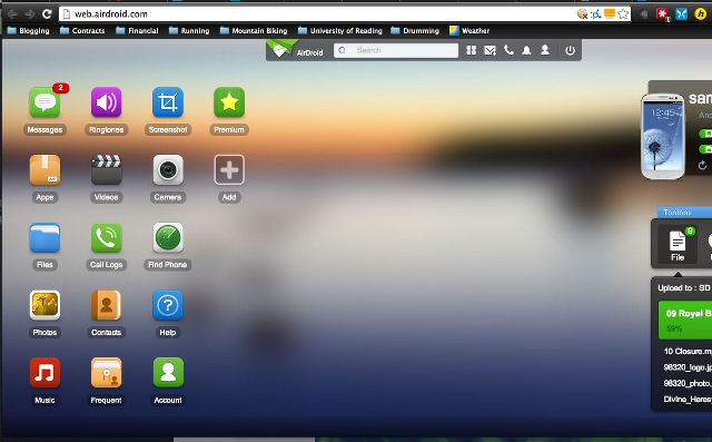 „airdroid-web“ sąsaja