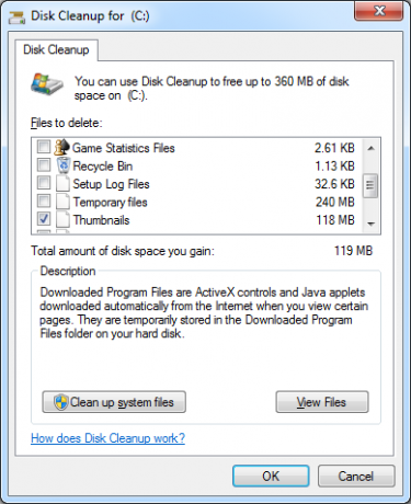išvalyti Windows 7 failus
