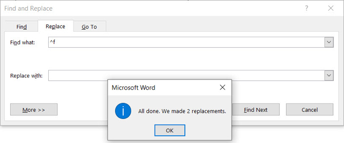 Pašalinkite visas „Word“ išnašas