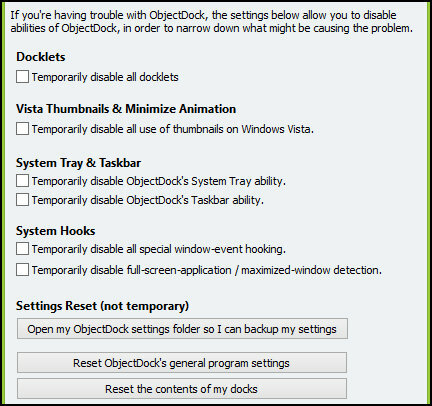 „ObjectDock“: greitai tinkinkite darbalaukį ir padidinkite jo funkcionalumą [„Windows“] „ObjectDock“ nustatymų trikčių šalinimo parinktys