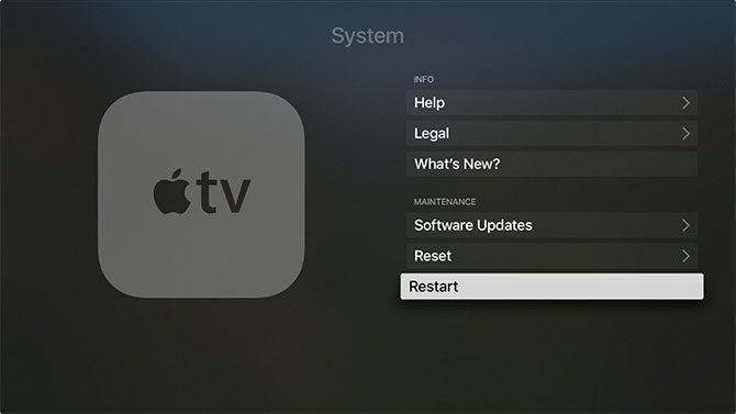 Iš naujo paleiskite „Apple TV“