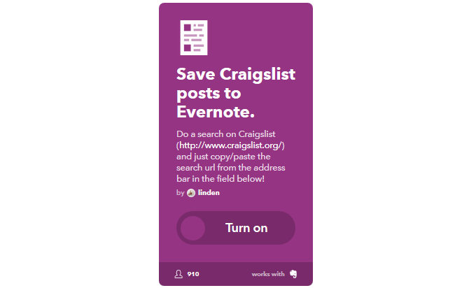 Galutinis IFTTT vadovas: naudokite galingiausią žiniatinklio įrankį, kaip „Pro 25IFTTT CraigslistToEvernote“