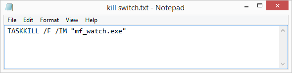 pavadindamas kill switch failą