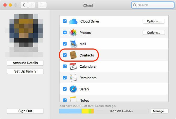 „iCloud“ kontaktai