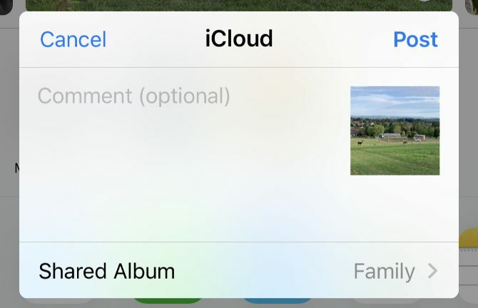 „iCloud“ bendro albumo kūrimo langas