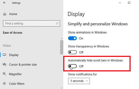 Kaip visada rodyti slinkties juostas „Windows Store“ programų „Windows“ 10 slinkties juostose