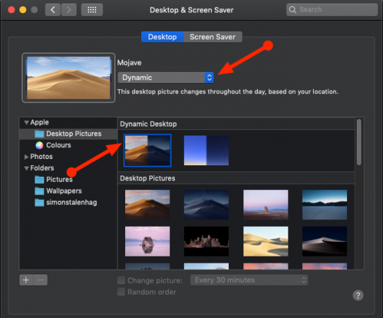 „macOS Mojave“ dinaminio darbalaukio nustatymai