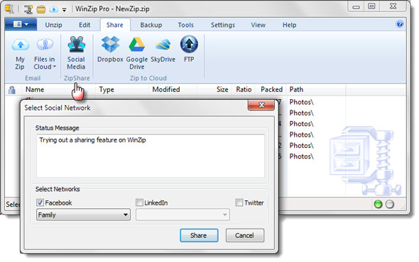 „WinZip 17 Pro“, skirtą „Windows“: pertvarkytas, kad būtų galima dalytis socialiniu tinklu ir „Cloud [Giveaway]“. „Winzip03“