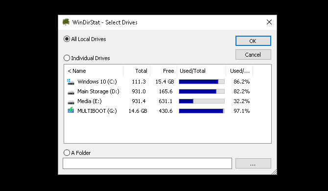 Maža saugyklos vieta „Windows 10“? 5 patarimai, kaip padėti susigrąžinti „Disk Space“ „windirstat“ disko pasirinkimą