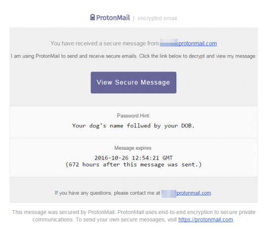 „ProtonMail“ užšifruotas pranešimas išsiųstas