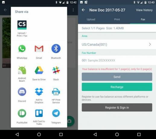 Siųskite nemokamas faksogramas iš „Android“ telefono ar planšetinio kompiuterio „CamScanner“ bendrinimas ir kainų nustatymas
