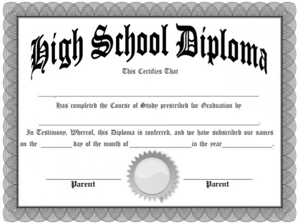 Spausdinamas namų mokyklos vidurinės mokyklos diplomas