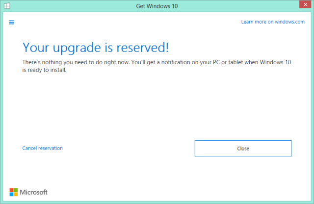 Atšaukti „Windows 10“ rezervaciją