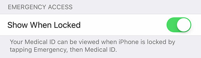 Rodyti „Medical ID“, kai užrakinta „iPhone“