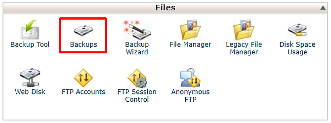 atsargines kopijas „cpanel“