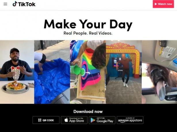 „TikTok“ darbalaukio nukreipimo puslapis