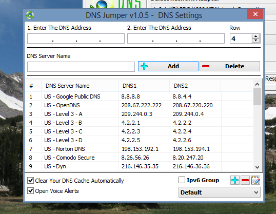 perjungti dns serverį