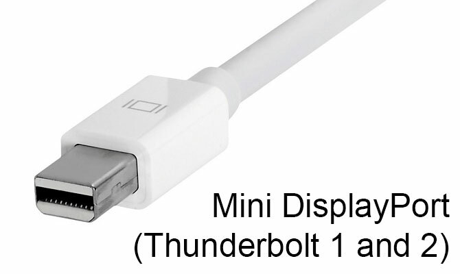 Mini DisplayPort ir „Thunderbolt 1/2“ jungtis