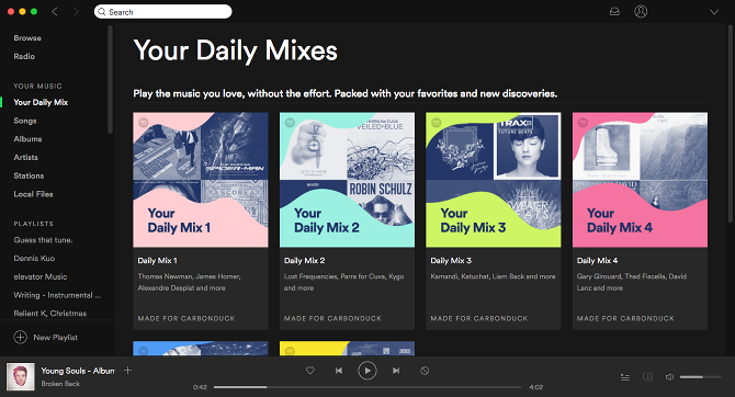 Kaip išvengti „Spotify“ eikvojimo vietos diske, „spotify“ sąsajos apžvalga