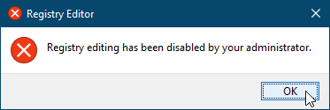 Registro redagavimą išjungė jūsų administratoriaus pranešimas „Windows 10“