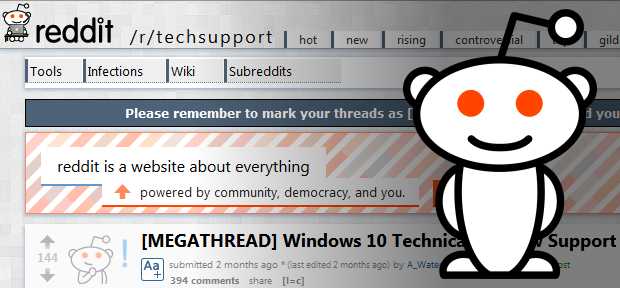 „reddit“ techninė pagalba