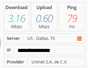 Norėdami išbandyti interneto atsisiuntimo ir įkėlimo spartos pralaidumo rezultatus, naudokite „BandwidthPlace“