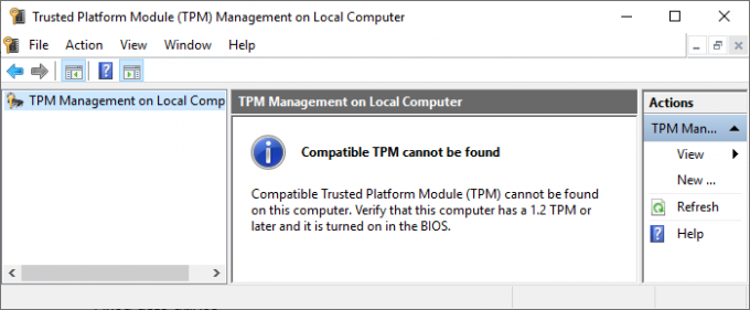 Su „bitlocker“ suderinamas tpm nerastas