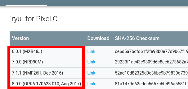 „Android“ versijos „aosp“ vaizdai „pixelc“