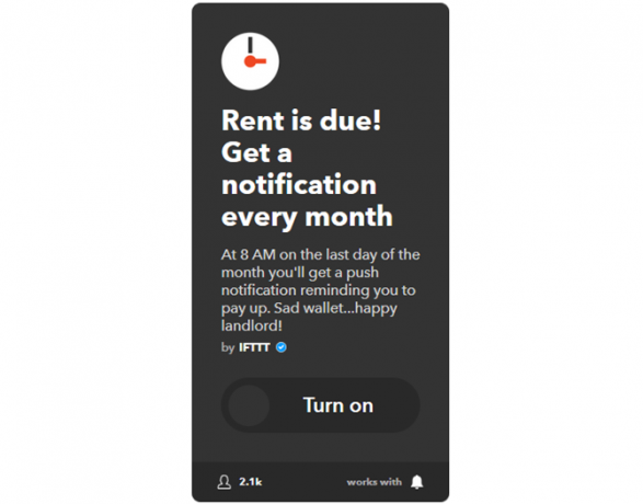 Pagrindinis IFTTT vadovas: naudokite galingiausią žiniatinklio įrankį, kaip „Pro 16IFTTT RentDueNotification“