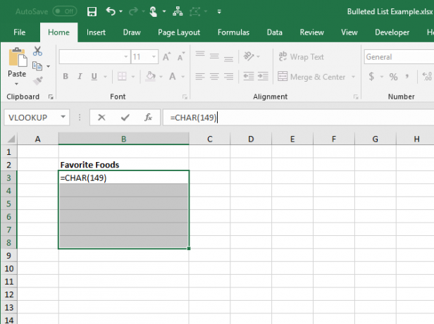 „Excel“ langelyje įveskite langelio CHAR funkciją
