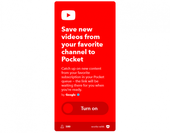 Svarbiausias IFTTT vadovas: naudokite galingiausią žiniatinklio įrankį, kaip „Pro 61IFTTT YouTubeToPocket“