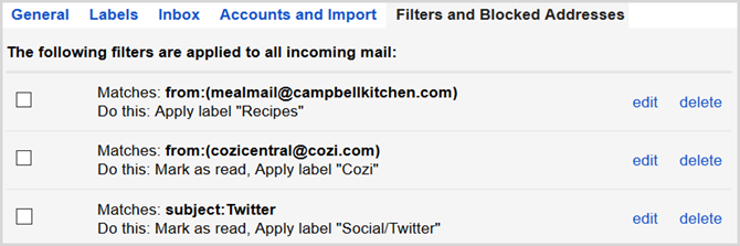 „Gmail“ nustatymų peržiūros filtrai