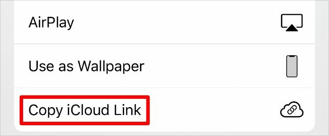 Nukopijuokite „iCloud Link“ mygtuką „iPhone Share Sheet“