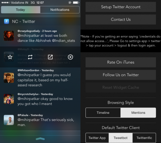 „NC-twitter“ valdiklis „iOS-8“