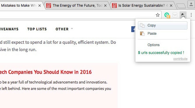 „Chrome“ plėtinyje nukopijuokite visus URL