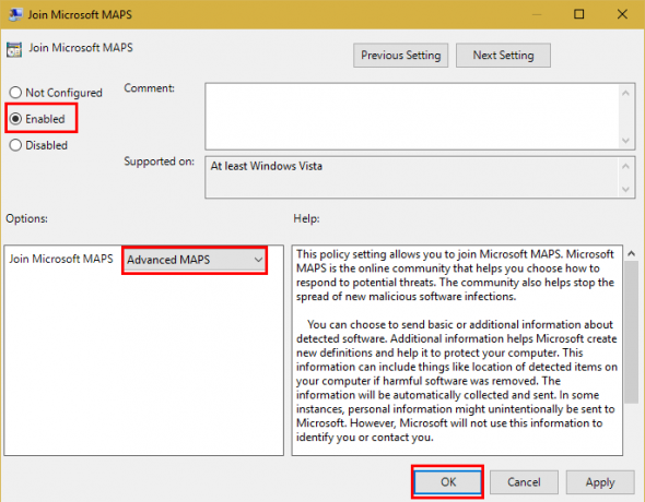 Paverskite „Windows Defender“ efektyvesnį, apversdami vieną „Microsoft MAPS GPEdit“ nustatymą