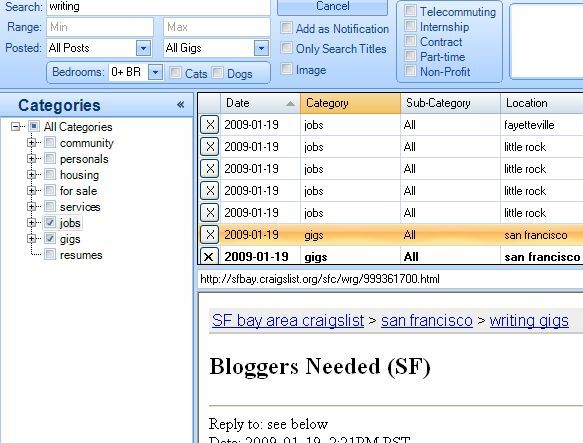 „Craigslist“ paieška naudojant „CraigsList Reader“ („Windows“) craigslist41