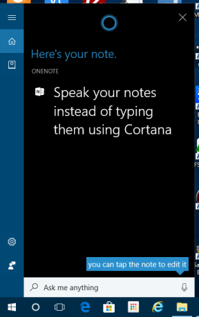 Norėdami sukurti naują užrašą, naudokite „Cortana“