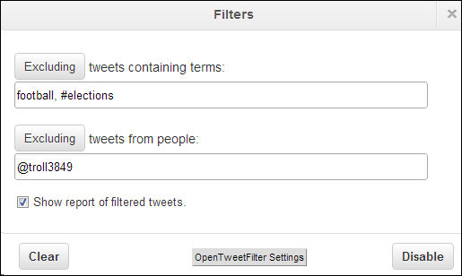 filtruoti twitter