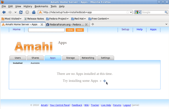 „Amahi“ namų serverio nustatymas - disko pridėjimas prie serverio [Linux] 1 diegimo programos