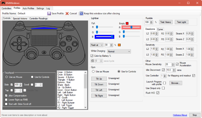 „ds4windows“ ekrano kopija